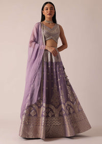 Purple Banarasi Brocade Lehenga Set