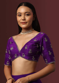 Purple Blouse With Deep V Neckline