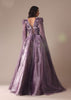 Purple Bridal Gown In Organza With Fancy Sleeves And Hand Work