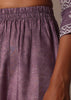Purple Crepe Printed Kurti Pant Set With Cutdana Detail