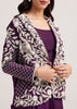 Purple Crop Top Skirt And Embroidered Jacket Set