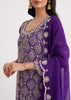 Purple Cutdana Embroidered Sharara Suit With Organza Dupatta