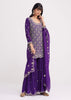 Purple Cutdana Embroidered Sharara Suit With Organza Dupatta