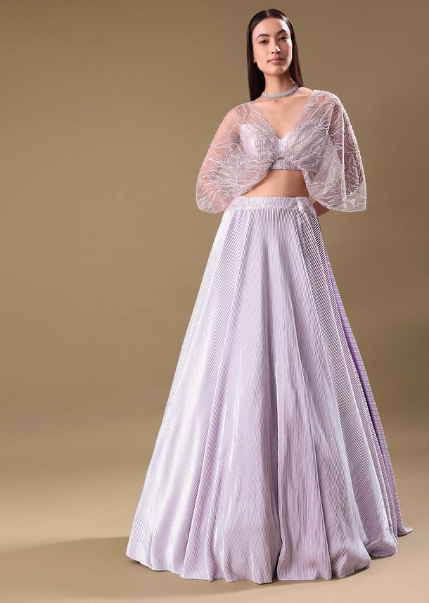 Purple Drape Skirt With Butterfly Blouse