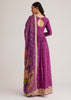 Purple Embroidered Anarkali Suit With Floral Dupatta