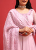 Purple Embroidered Anarkali With Lucknowi Work Dupatta