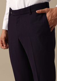 Purple Embroidered Tuxedo Set With Blazer And Pant Set