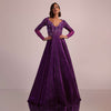 Purple Embroidered Bridal Gown In Crushed Shimmer