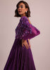 Purple Embroidered Bridal Gown In Crushed Shimmer