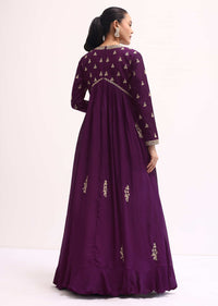 Purple Embroidered Chiffon Gown