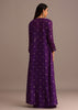Purple Embroidered Croptop With Drape Skirt And Tussar Jacket