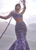 Purple Embroidered Fancy Organza Fishcut Lehenga With Blouse And Dupatta