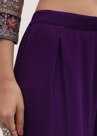 Purple Embroidered Georgette Kurta Sharara Set