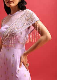 Purple Embroidered Jumpsuit With Sequins Work