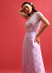 Purple Embroidered Jumpsuit With Sequins Work
