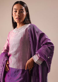 Purple Embroidered Kurta Palazzo Set Suit