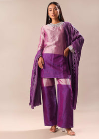 Purple Embroidered Kurta Palazzo Set Suit