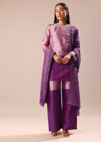 Purple Embroidered Kurta Palazzo Set Suit