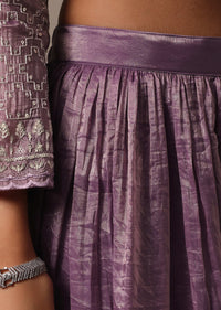 Purple Embroidered Kurta Palazzo Set With Dupatta