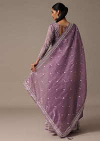 Purple Embroidered Kurta Palazzo Set With Dupatta