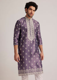 Purple Embroidered Kurta Set