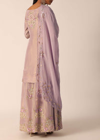 Purple Embroidered Palazzo Set In Chiffon With Patchwork