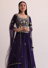 Purple Embroidered Lehenga Choli With Dupatta