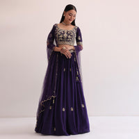 Purple Embroidered Lehenga Choli With Dupatta