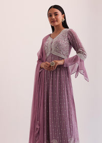 Purple Embroidered Palazzo Set