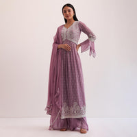 Purple Embroidered Palazzo Set