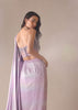 Purple Embroidered Saree And Blouse With Hanging Stud Lace