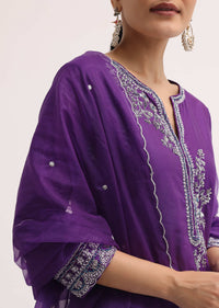 Purple Embroidered Silk Kurta Palazzo Set