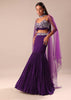 Purple Fishcut Skirt With Embroidered Blouse And Dupatta