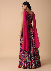 Purple Floral Lehenga Choli Set