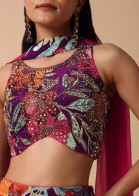 Purple Floral Lehenga Choli Set
