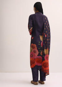 Purple Sequins Floral Kurta And Pant Set