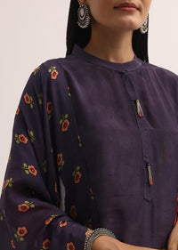 Purple Sequins Floral Kurta And Pant Set