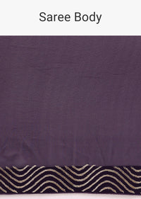 Purple Georgette Cut Work Saree With Unstitched Blouse
