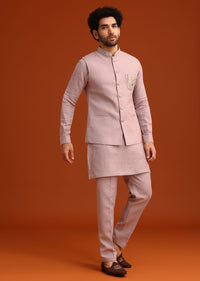 Purple Hand Embroidered Jacket And Kurta Set