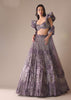 Purple Heavy Geometric Bridal Lehenga With Fancy Sleeves