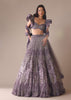 Purple Heavy Geometric Bridal Lehenga With Fancy Sleeves