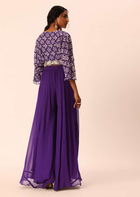 Purple Indo Fusion Palazzo Set In Chiffon