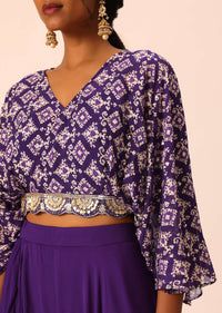 Purple Indo Fusion Palazzo Set In Chiffon