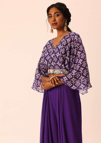 Purple Indo Fusion Palazzo Set In Chiffon