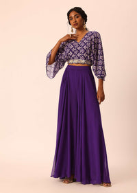 Purple Indo Fusion Palazzo Set In Chiffon