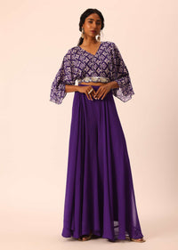 Purple Indo Fusion Palazzo Set In Chiffon