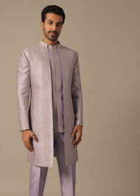 Purple Indowestern With Intricate Zari Embroidery