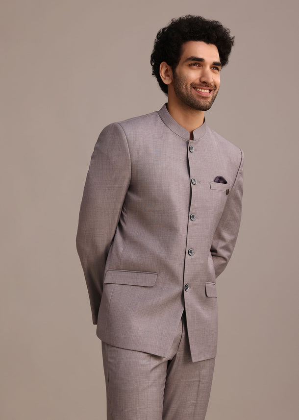 Purple Jodhpuri Set With Pocket Square