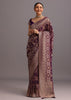 Purple Khaddi Georgette Woven Saree In Bandhani Detail With Gotta Patti Border