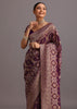 Purple Khaddi Georgette Woven Saree In Bandhani Detail With Gotta Patti Border